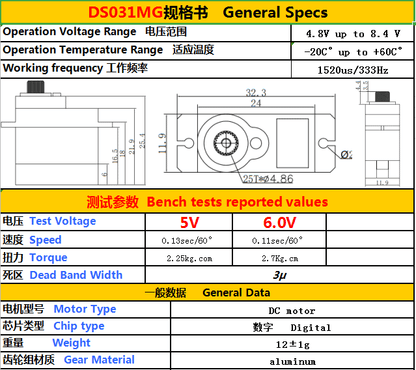 GDW DS031MG 9g Servo