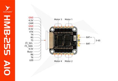 Hummingbird 255 AIO Flight Controller AT32F435 AM32 50A 3-6S