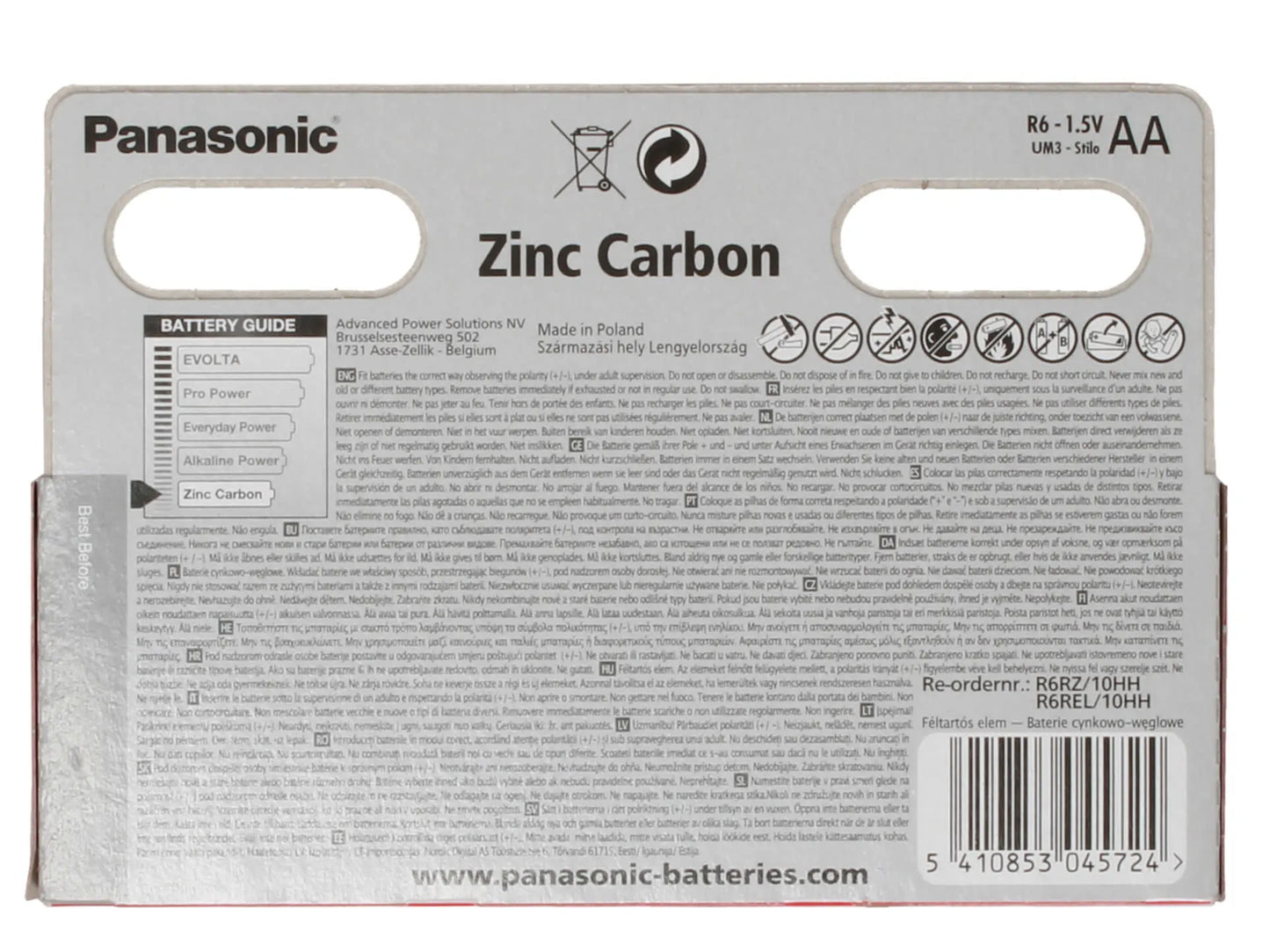 Panasonic Zinc AA LR6 Batteries 10 Pack