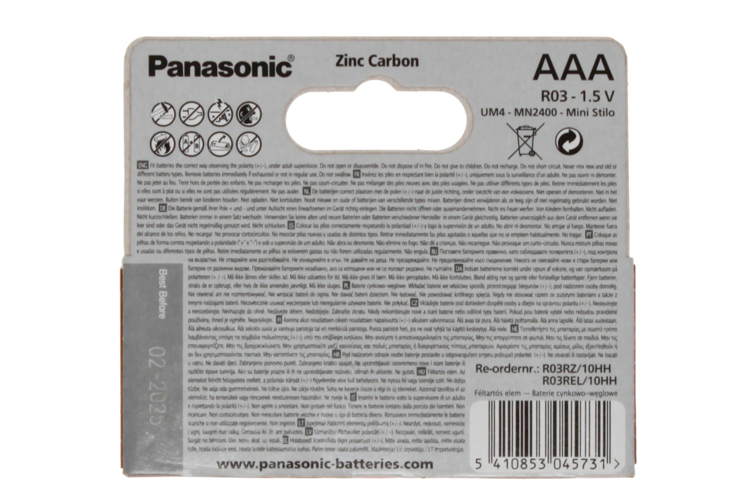 Panasonic Zinc AAA LR03 Batteries | 10 Pack