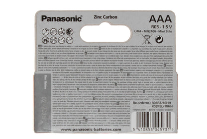 Panasonic Zinc AAA LR03 Batteries | 10 Pack