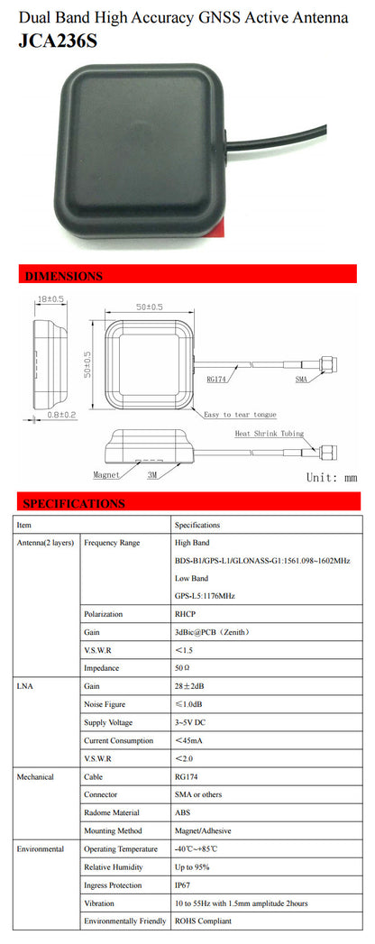 High Precision Multi Band GNSS Active Antenna