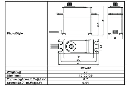 FrSky Xact HV5401 STD HV 8.4V Servo (EOL - Replace S5451H)