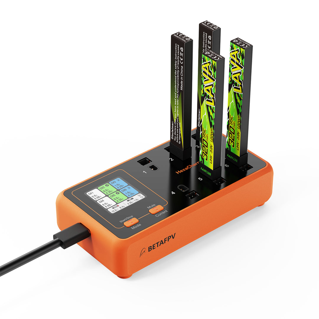 BETAFPV HexaCharger: 6-Port 1S LiPo Charger (BT2.0/PH2.0)