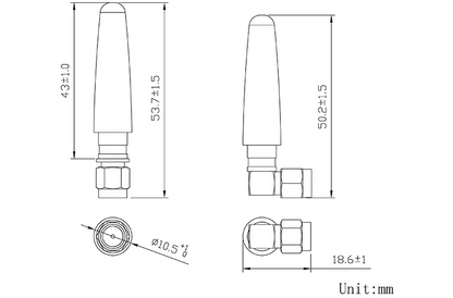 JCD401 868MHz RP-SMA Rubber Duck Antenna Pair