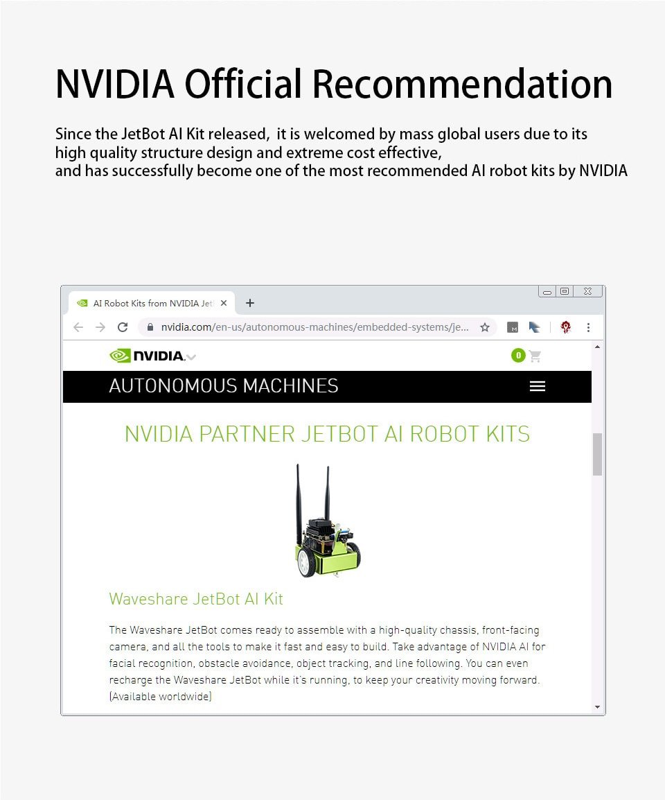 Jetbot AI Robot Kit for Nvidia Jetson