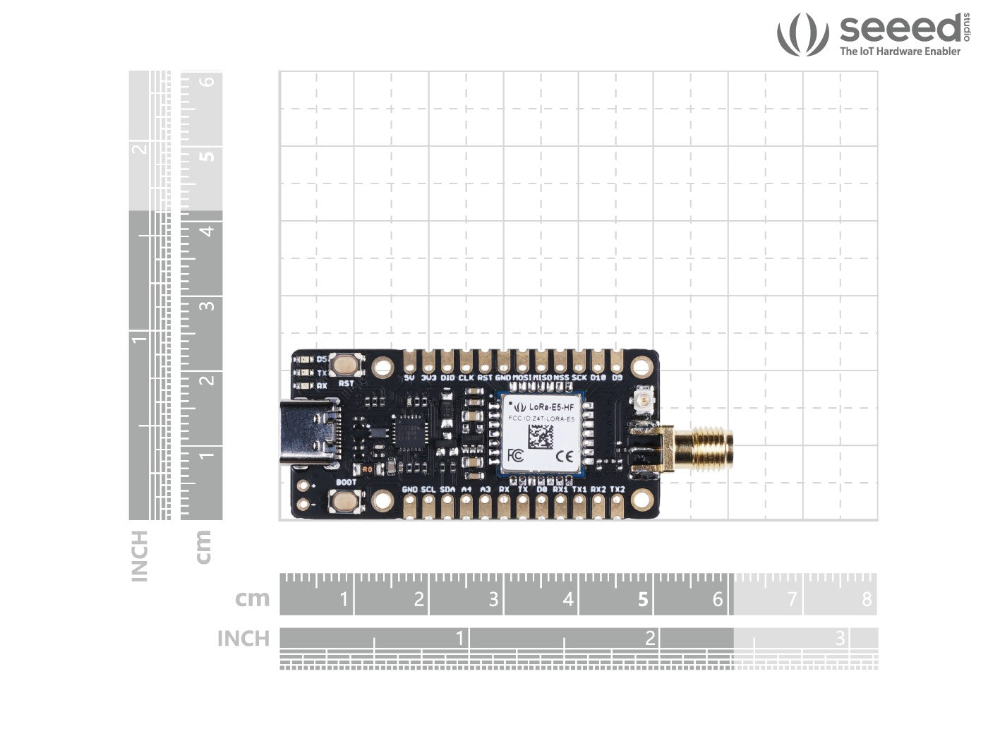 LoRa-E5 mini (STM32WLE5JC) Dev Board, LoRaWAN supported