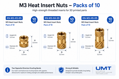M3 Brass Heat Set Inserts (10 Pack)