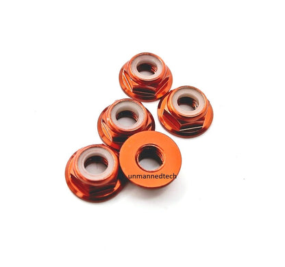 M5 CW Aluminum Low Profile Flanged Propeller Lock Nuts (Pack of 5)