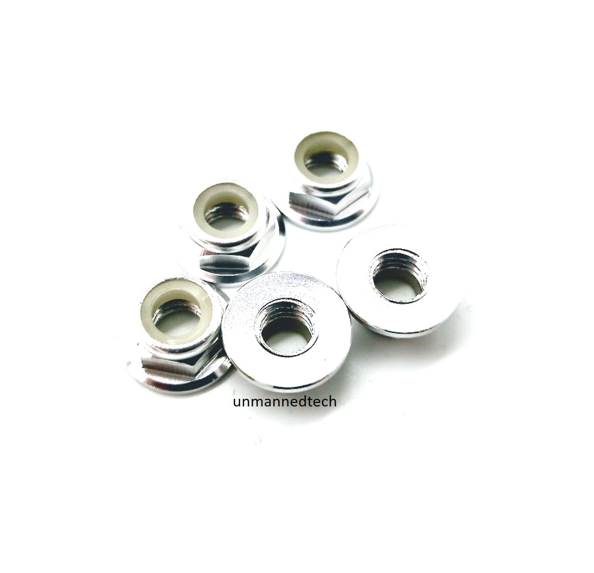 M5 CW Aluminum Low Profile Flanged Propeller Lock Nuts (Pack of 5)