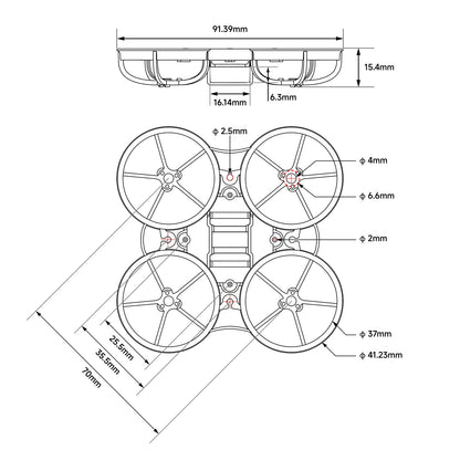 BetaFPV Meteor65 Pro II Whoop Frame - 70mm Wheelbase