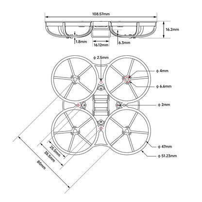 BetaFPV Meteor75 Pro II Frame - Ultralight 80mm FPV Chassis