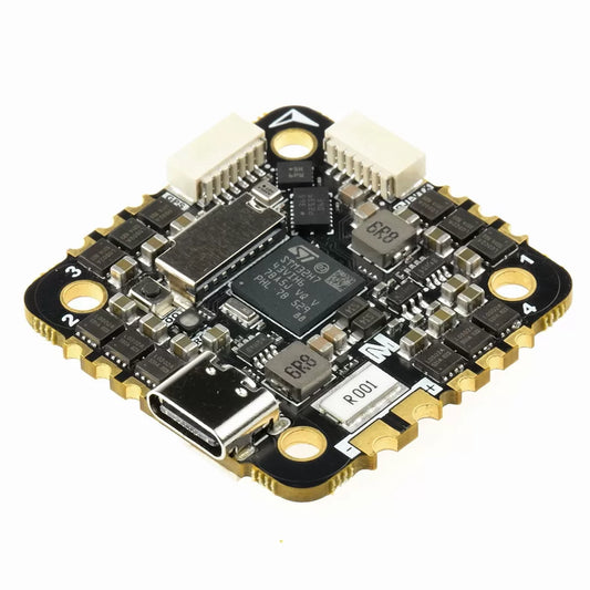 MicoAir743v2-AIO-35A flight controller, angled component-side view