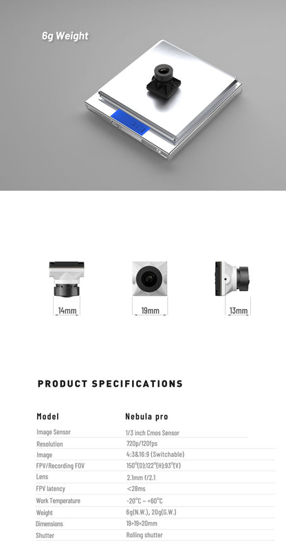Caddx Nebula Pro HD Digital FPV Camera (720p/120fps)