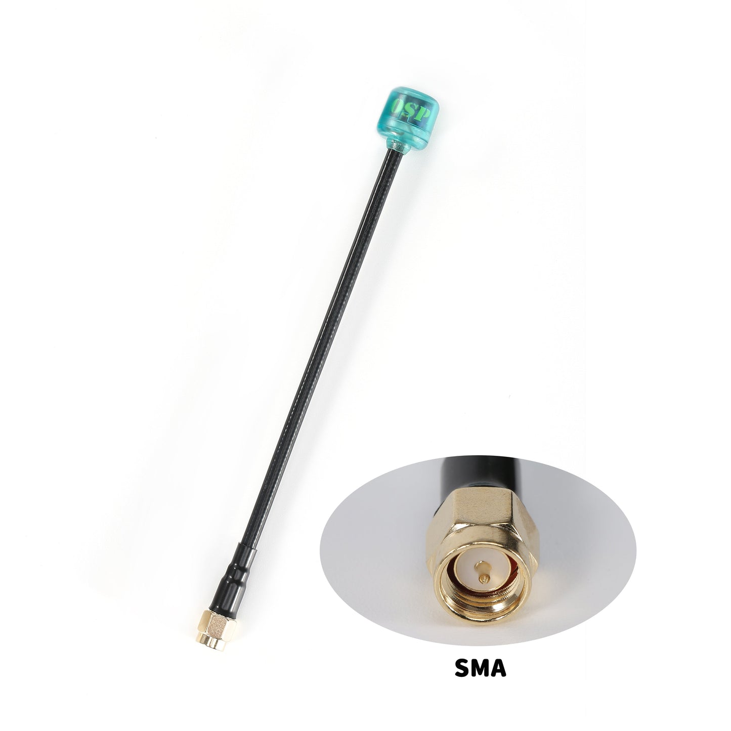 Antenna with SMA connector on a white background