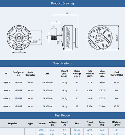 T-Motor PACER P2207 V3 Motor (1750kV, 1950kV, 2080VkV, 2550kV)