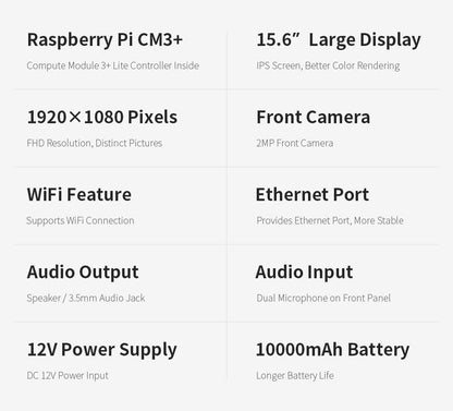 Pi Laptop 15.6inch Slim Laptop Based on Raspberry Pi Compute Module