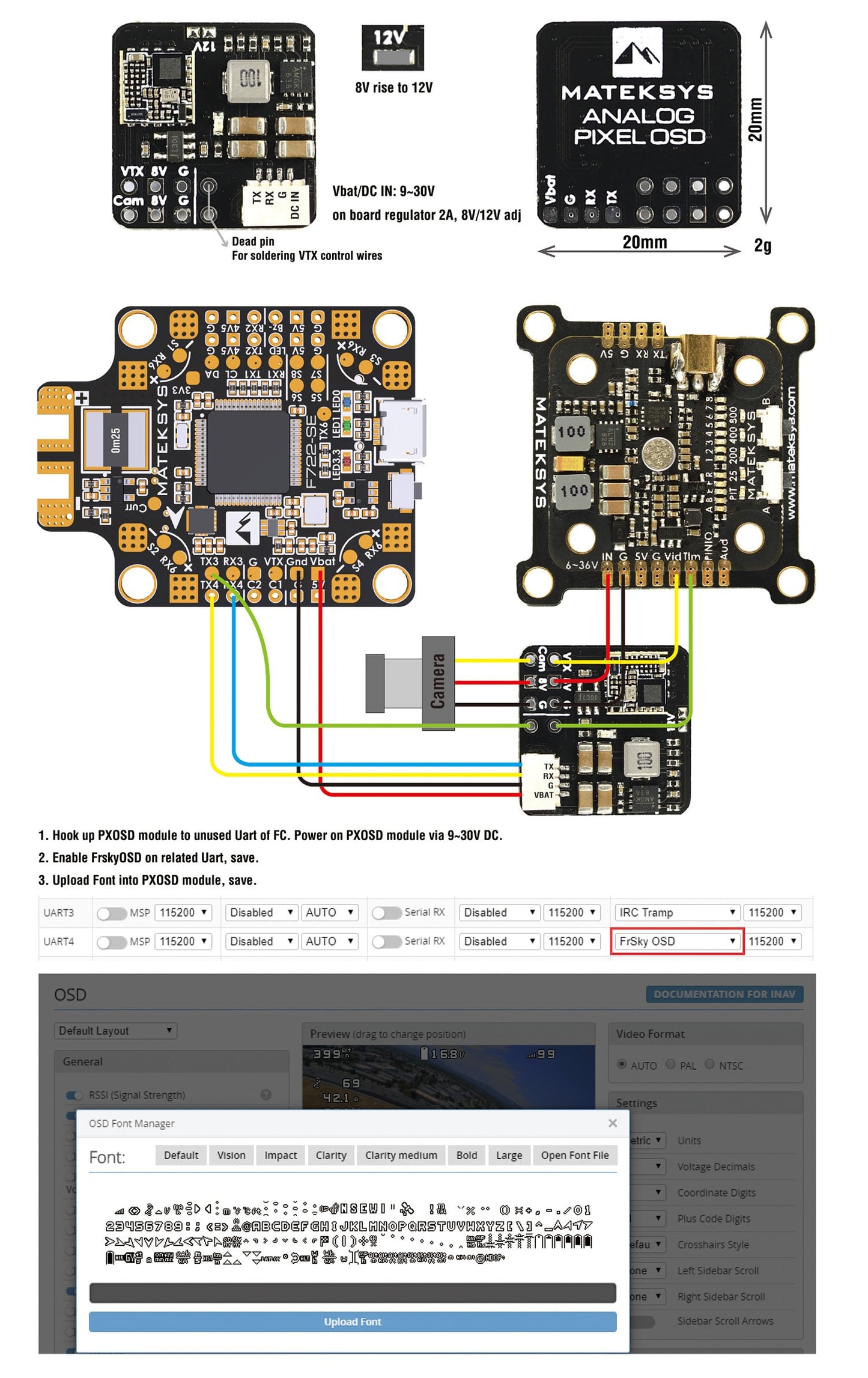 Matek Analog Pixel Graphical OSD Board