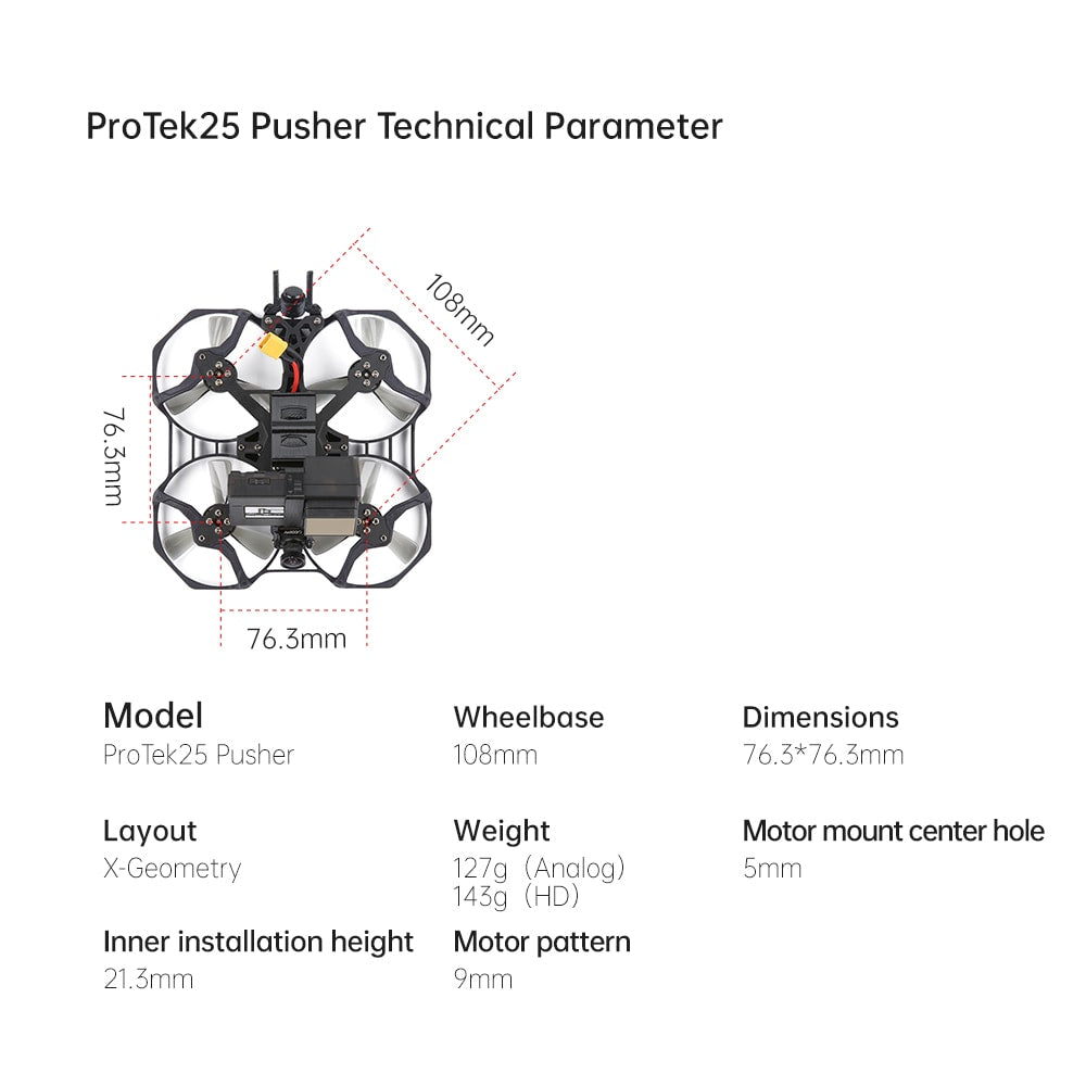 iFlight Protek25 Pusher 2.5" Analog CineWhoop (RaceCam R1)