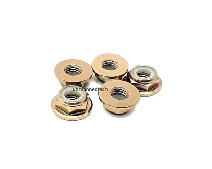M5 CW Aluminum Low Profile Flanged Propeller Lock Nuts (Pack of 5)