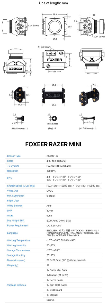 Foxeer Razer 🪒Mini FPV Camera 1200TVL