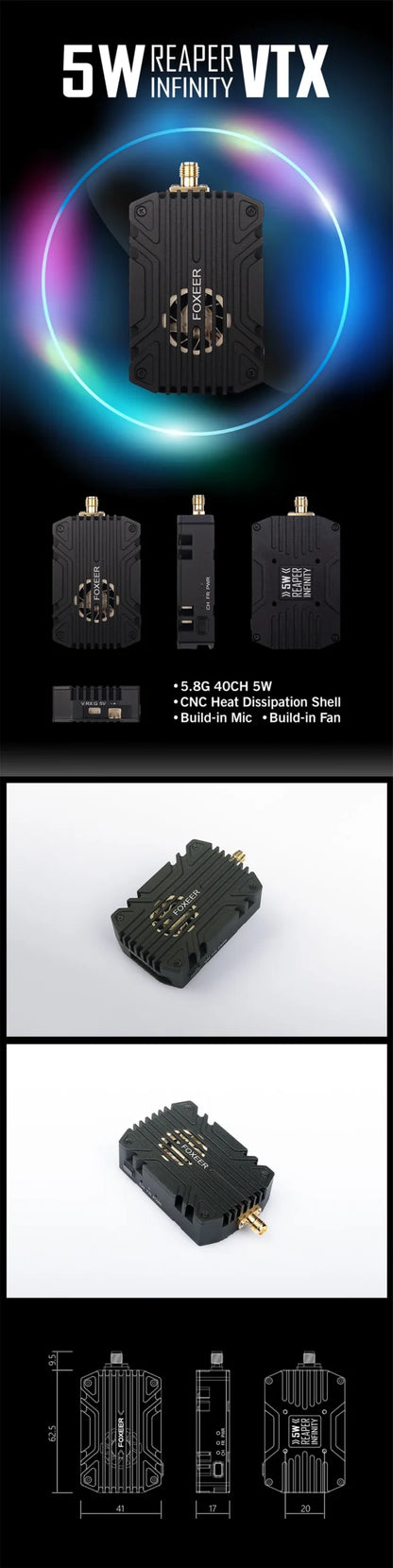 Foxeer 5.8G Reaper Infinity 5W 40CH 5.8Ghz VTx