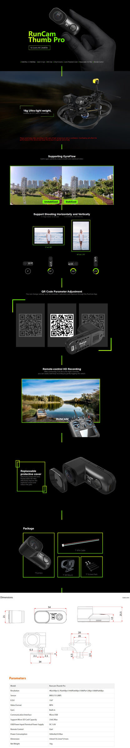 RunCam Thumb Pro W 4K Mini Action Camera