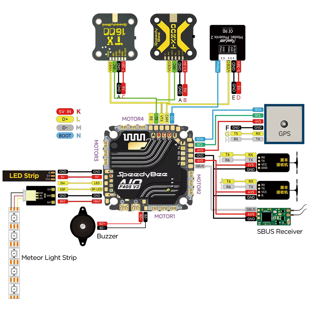 Contrôleur de vol SpeedyBee F405 AIO V2 35-40A double BEC ICM42688 et ESC Bluejay