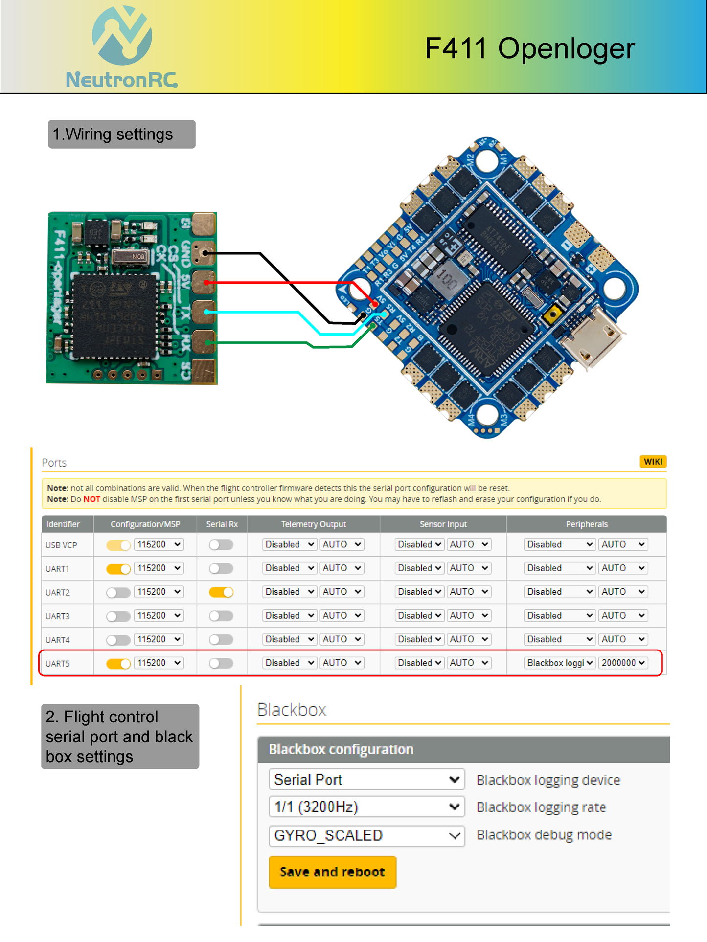 NeutronRC F411 OpenLager Black Box Recorder