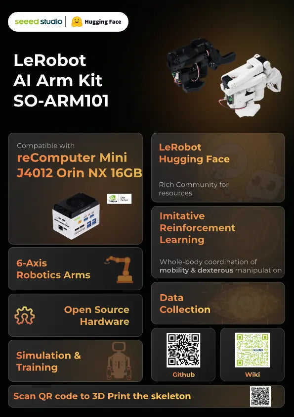 SO-ARM101 Low-Cost AI Arm 3D Printed Skeleton