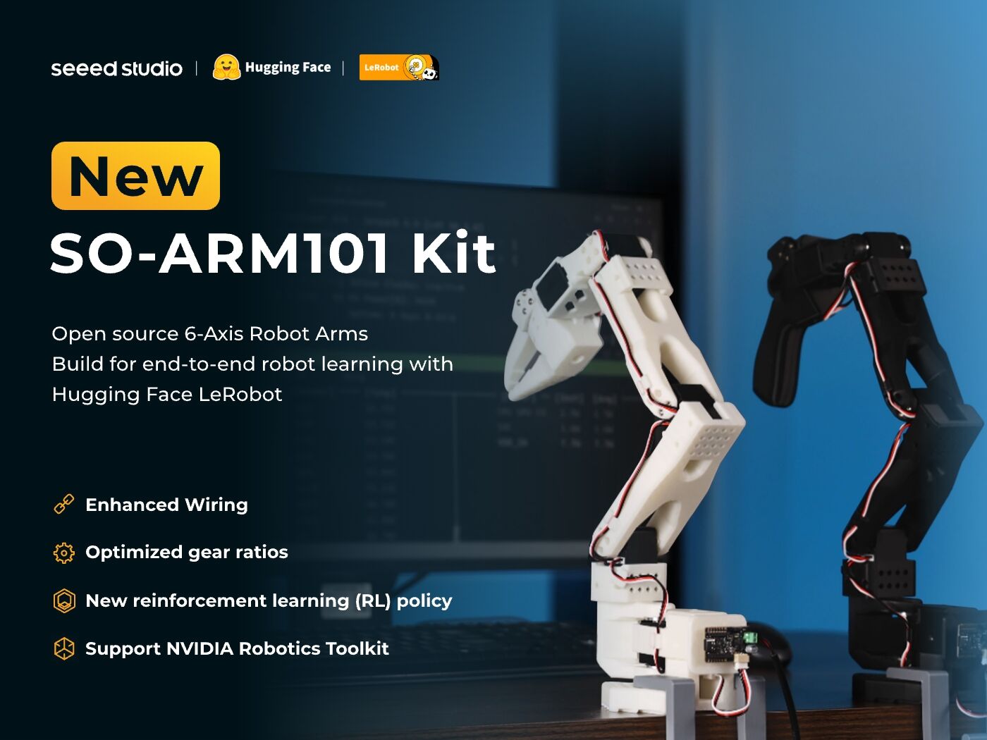 SO-ARM101 Low-Cost AI Arm Servo Motor Kit Pro for LeRobot (Without 3D Printed Parts)