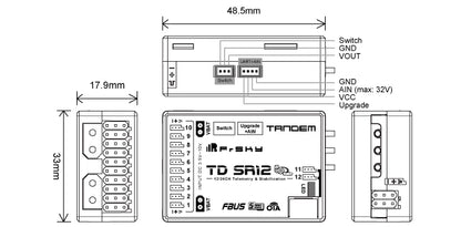 FrSky TD SR12 Tandem Dual-Band Receiver (2.4GHz/900MHz)