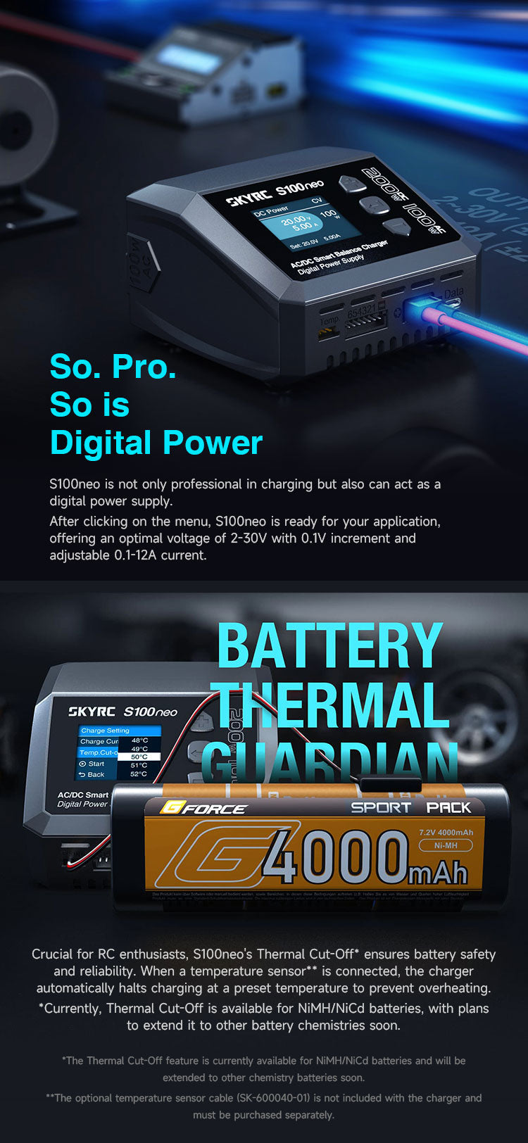 SKYRC S100neo AC100W/DC200WDual Channel Lipo Charger