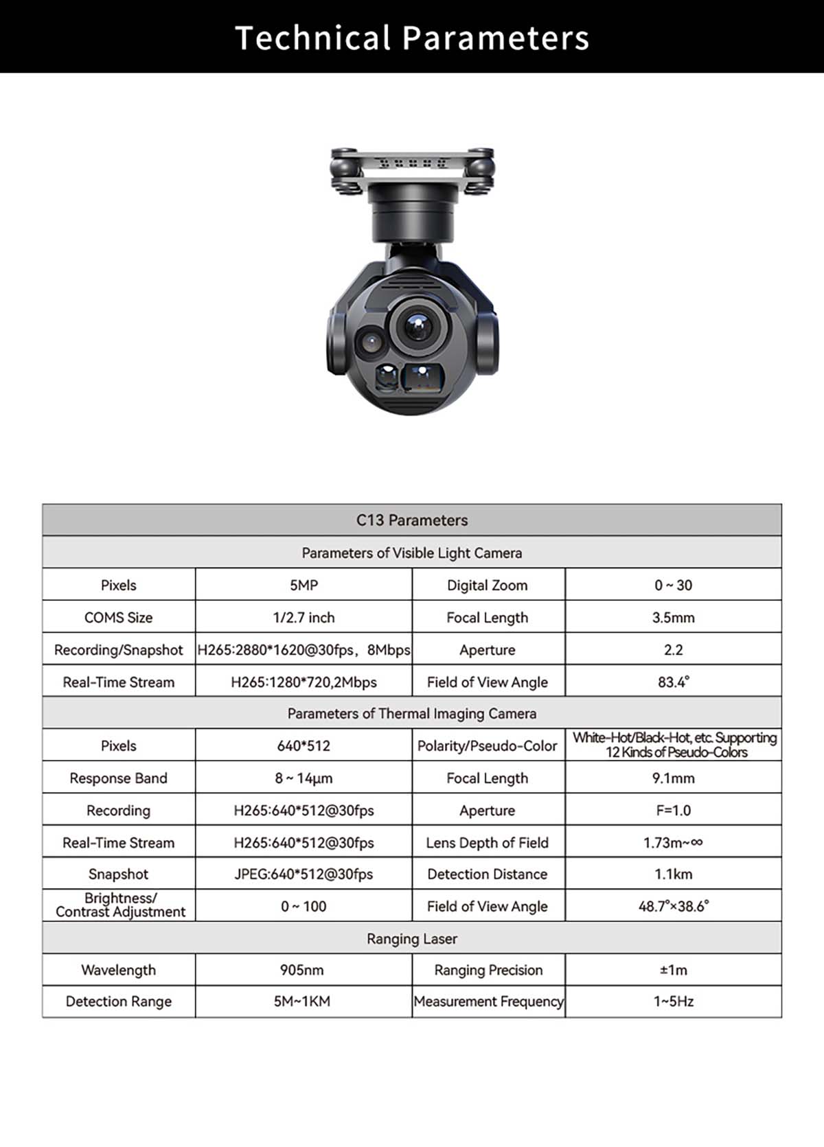 Skydroid C13 Three-Light Gimbal