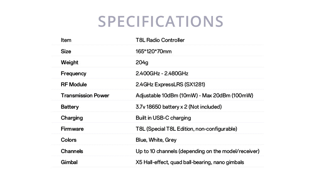 Radio Commande RadioMaster T8L ExpressLRS 2.4GHz