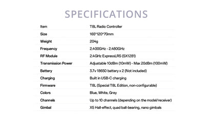 Radio Commande RadioMaster T8L ExpressLRS 2.4GHz