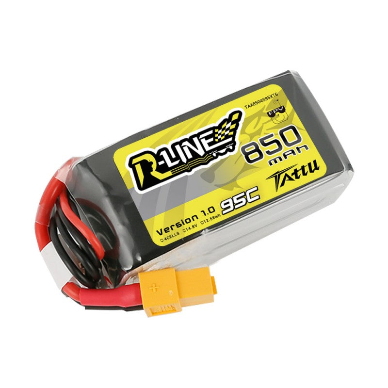 Tattu 850mAh R-Line 14.8V 95C 4S1P Lipo Battery Pack