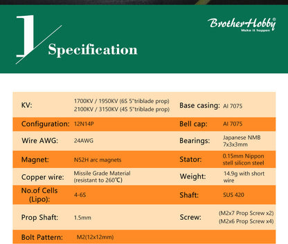 BrotherHobby TC 2004 Ultralight Motor (1700kV, 1950kV, 2100kV, 3150kV)