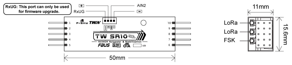 FrSky TWIN SR10 Receiver with Advanced Stabilization