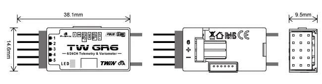 FrSky TW GR6 Dual 2.4Ghz Receiver