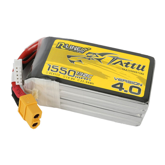 Tattu 1550mah V4 R-Line 14.8V 130C 4S Lipo Battery Pack