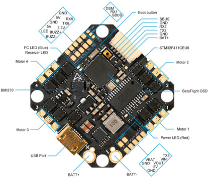 BetaFPV Toothpick 20A F411 4S AIO Flight Controller V5