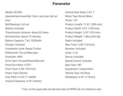 UDIRC Breaker Pro Drift Truck Brushless RTR