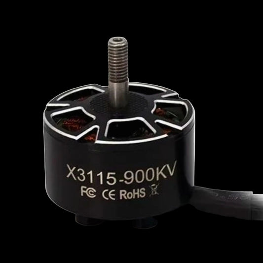 Black motor with specifications on a white background