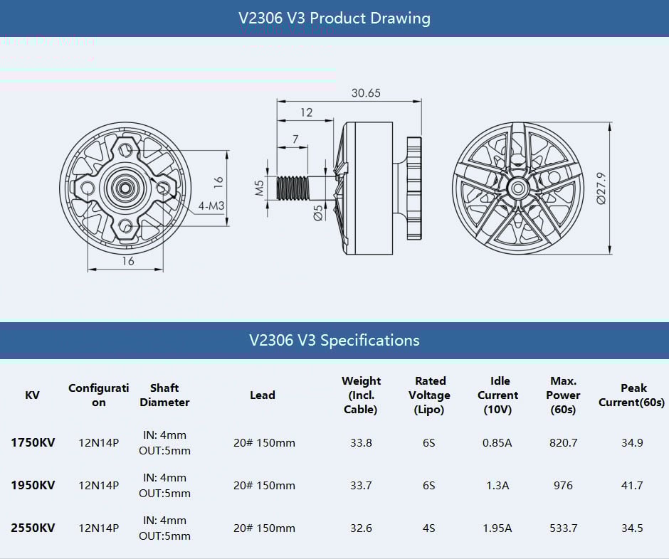 T-Motor Velox V3 2306 Brushless FPV Motor