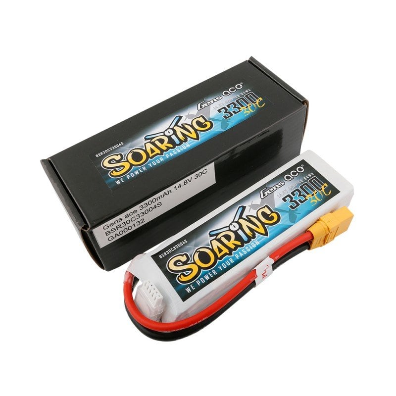 Gens ace Soaring 3300mAh 14.8V 30C 4S1P Lipo Battery Pack with XT90 plug
