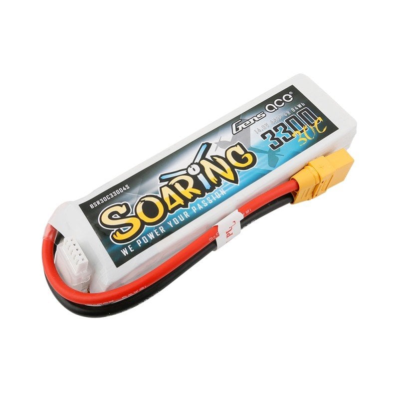 Gens ace Soaring 3300mAh 14.8V 30C 4S1P Lipo Battery Pack with XT90 plug