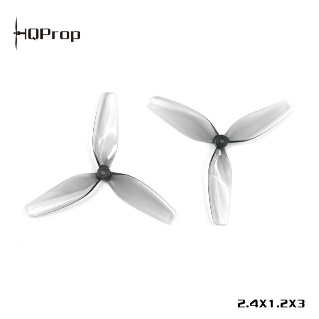 HQProp 2.4x1.2x3 Grey Tri-Blade Propellers - 1.4mm Shaft (2CW+2CCW)