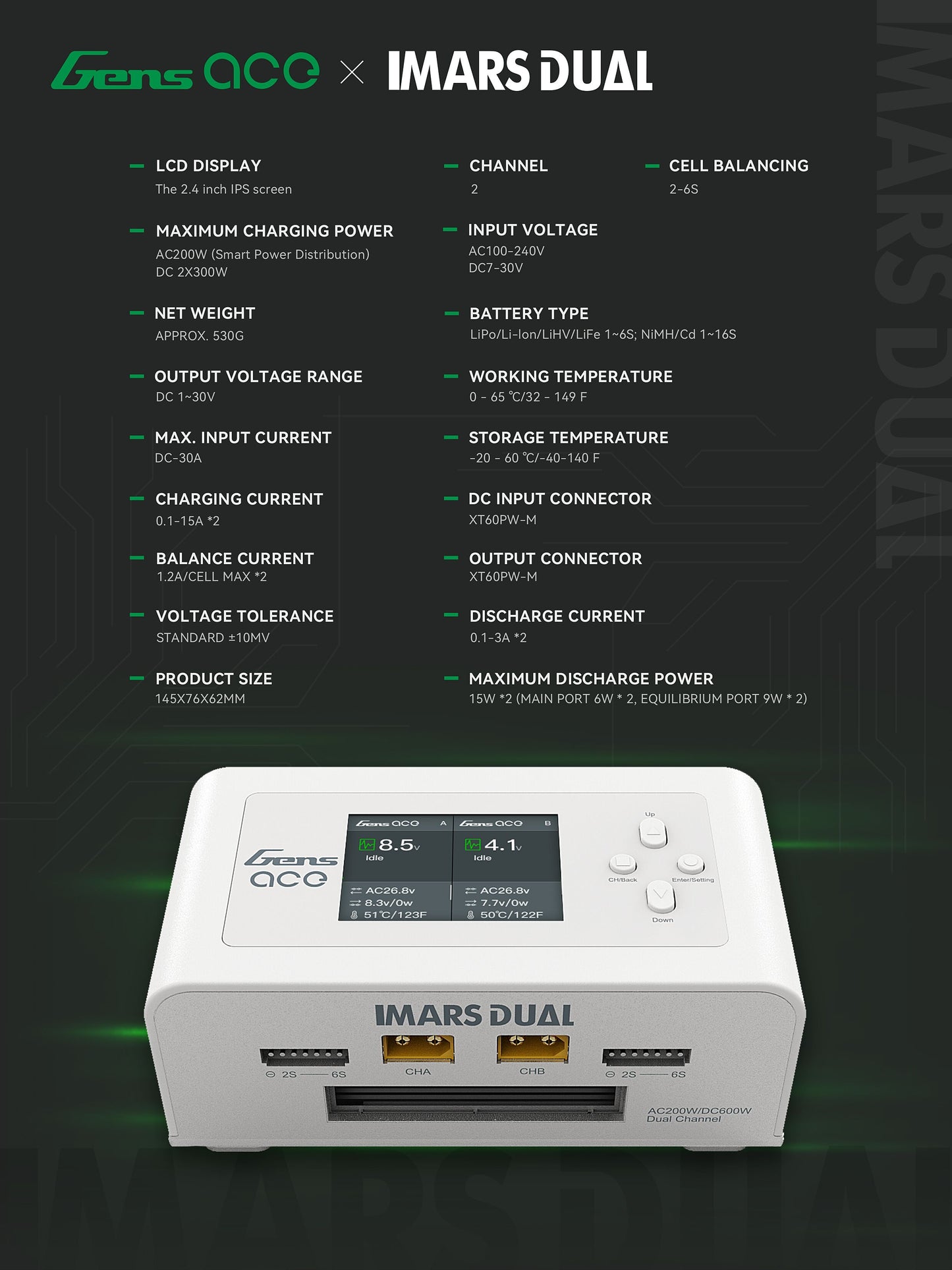 GensAce Imars Dual Channel Balance Charger (2-6S)