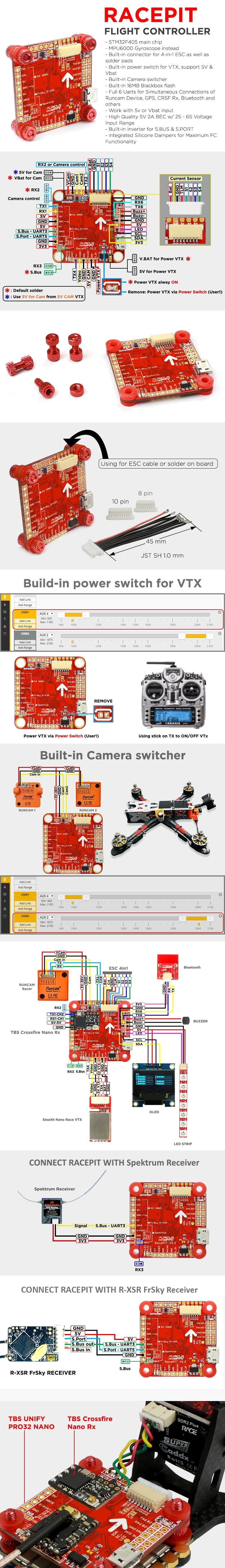 FuriousFPV RacePit F4 Flight Controller 5V BEC, Black Box, OSD